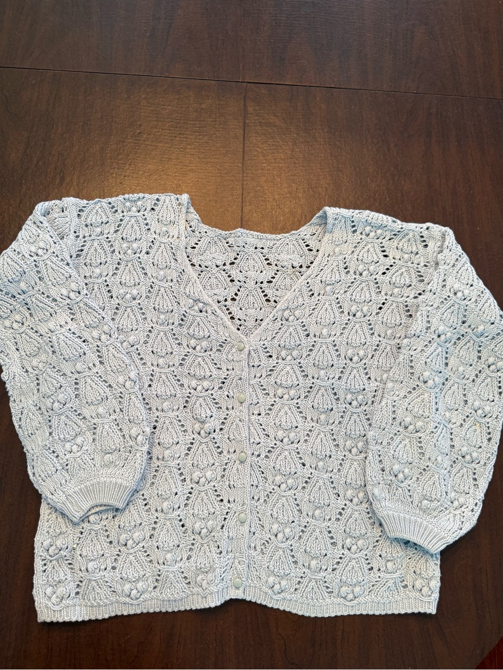 Sezane Pale Blue Crochet Knit Sweater - Picture 4 of 5